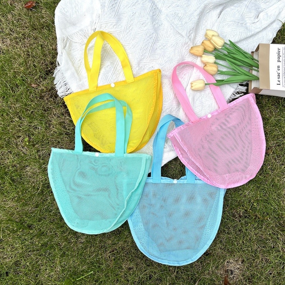 Tote Bag Beach - INS Leichte Einfarbige Netz-Tasche Wasserdichte Wiederverwendbare