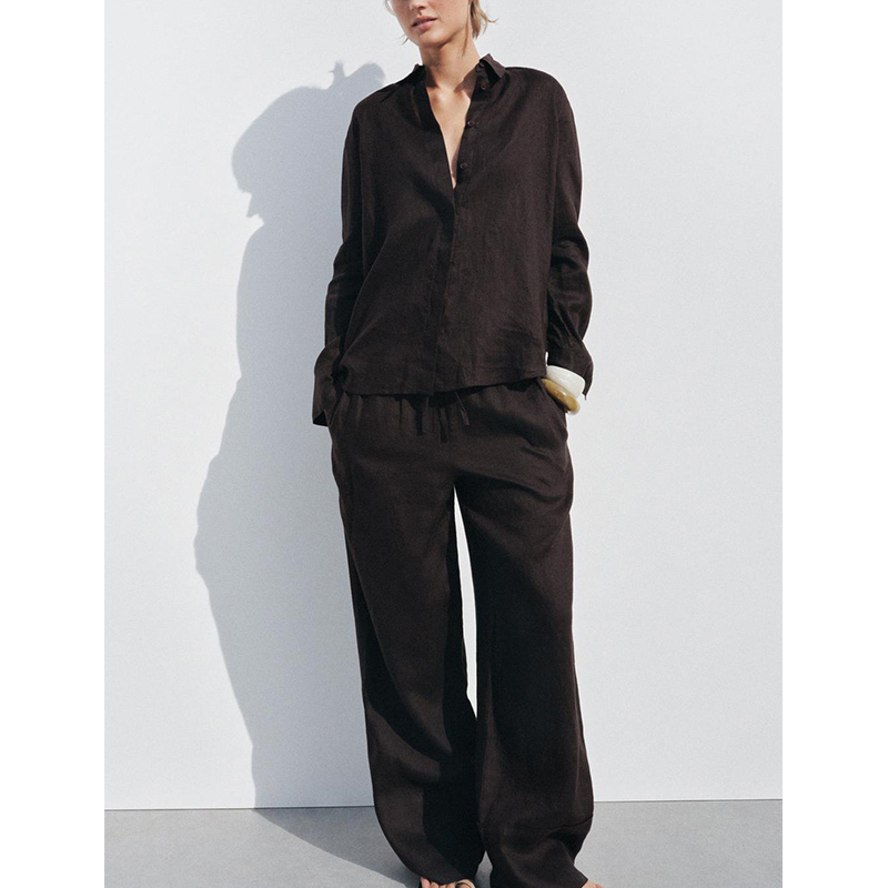 Lässiges Langarm-Hemd mit Krag – Linen Pant Wide Bewertung und Preis