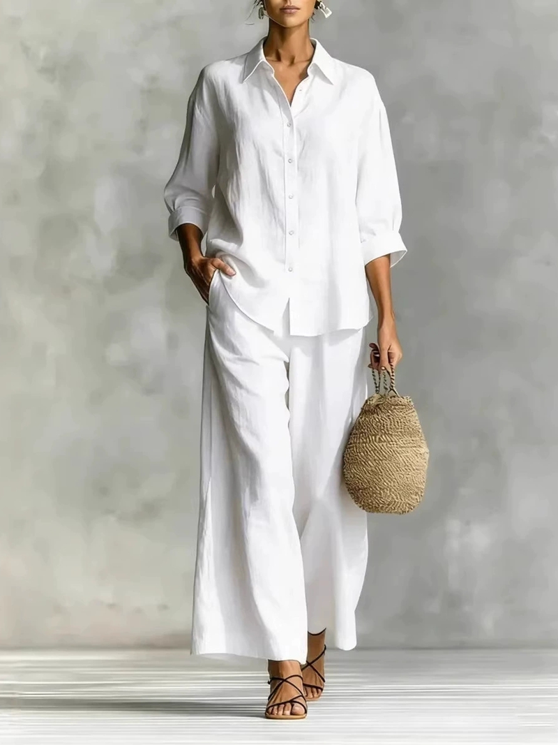 Damen Neues 7-Ärmel-Shirt & We – Linen Pant Wide Bewertung und Preis