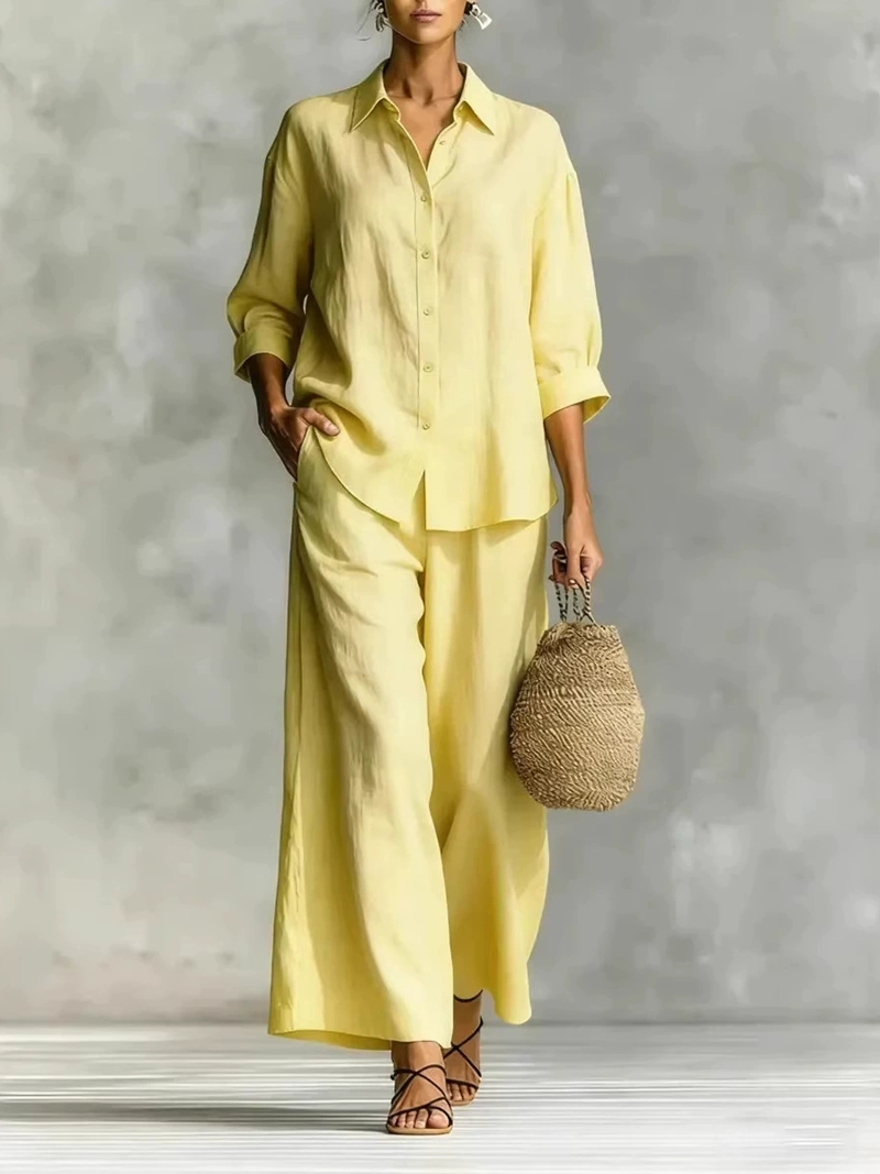 Damen Neues 7-Ärmel-Shirt & We – Linen Pant Wide Bewertung und Preis